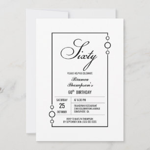 Invitation Black Border moderne 60e fête d'anniversaire
