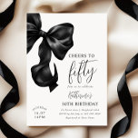 Invitation Black Bow 50e anniversaire<br><div class="desc">Coquette Black Bow 50th Birthday Invitation</div>