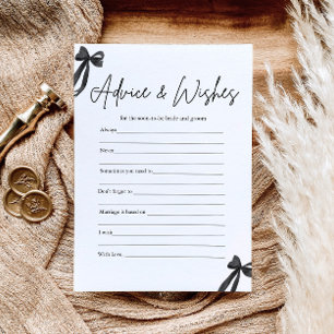 Invitation Black Bow Conseils et souhaits Fête des mariées je