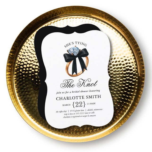 Invitation Black Bow fête de fiançailles de She’s Tying the K (She’s Tying the Knot Black Bow Diamond Ring Bridal Shower Invitation
#shestyingtheknot)