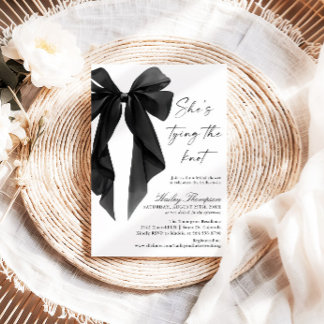 Invitation Black Bow She's Tying The Knot Bridal Shower
