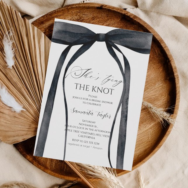 Invitation Black Bow She's Tying the Knot Bridal Shower (Créateur téléchargé)