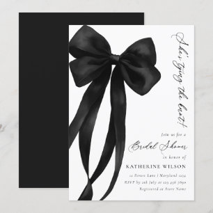 Invitation Black Bow She's Tying the Knot Fête des mariées
