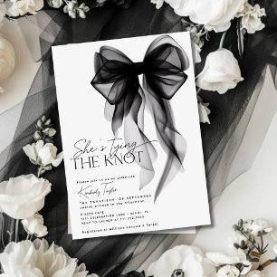 Invitation Black Bow She's Tying the Knot Fête des mariées