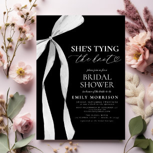 Invitation Black Bow She's Tying the Knot Fête des mariées