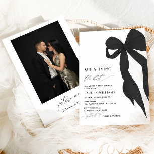 Invitation Black Bow She's Tying the Knot Photo Fête des mari