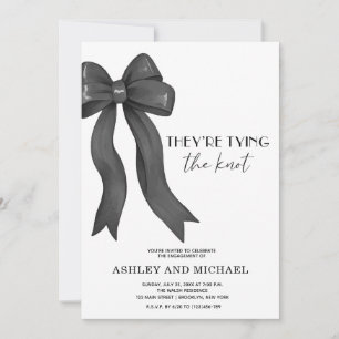 Invitation Black Bow They Tying the Knot Engagement Party