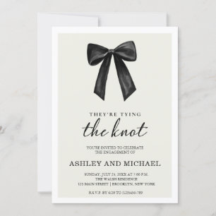 Invitation Black Bow They Tying the Knot Engagement Party