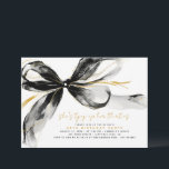 Invitation Black Bow Tying Up Her Thirties 40Th Birthday<br><div class="desc">A flowing black watercolor bow stretches across this 40th birthday party invitation like a ribbon caught in a breeze, accented by delicate touches of gold. The light, airy script adds a personal feel, creating a look that is both unique and full of character. Set against a crisp white background, the...</div>