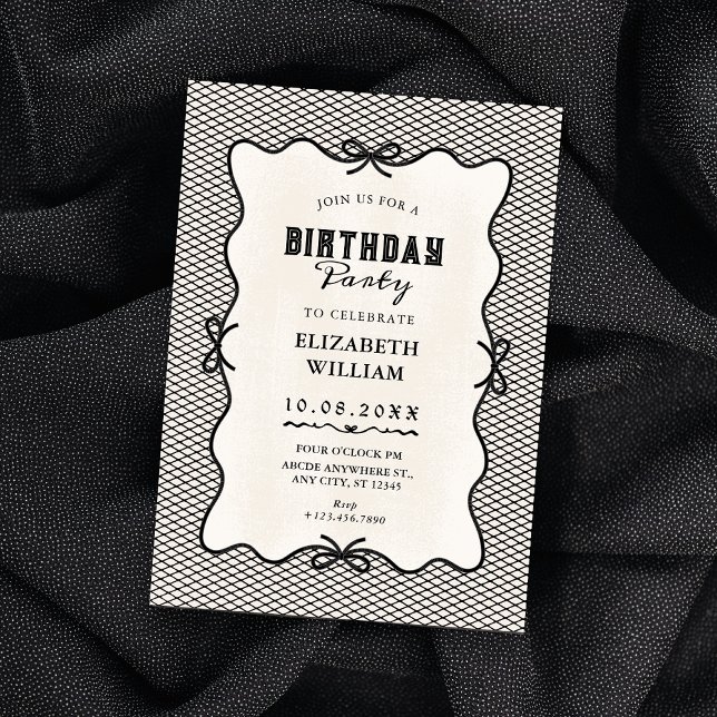Invitation Black bow vintage (Créateur téléchargé)