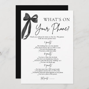Invitation Black Bow What's On Your Phone Fête des mariées Ga