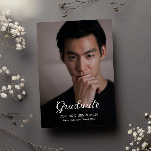 Invitation Black Brown Photo Graduation Party