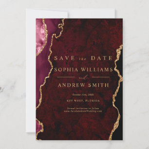 Invitation Black & Burgundy Gold Modern Sve the Date