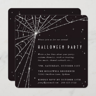 Invitation Black Carré Diamond Spider Web Halloween Party
