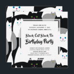 Invitation Black Cat Black Cravate Funny Birthday Party Invit<br><div class="desc">Le motif de chat noir,  gris et blanc est à la fois élégant et branché.  Idéal pour les anniversaires et autres occasions.</div>
