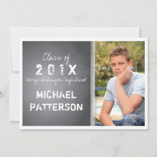 Invitation Black Chalkboard Graphic Guy Graduation Party