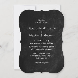 Invitation Black Chalkboard Mariage campagnard rustique