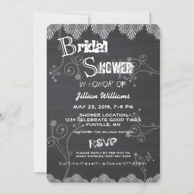 Invitation Black Chalkboard Rustique (Devant)