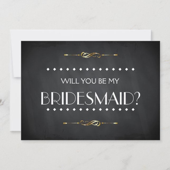 Invitation Black ChalkBoard Serez-vous mon Bridesmaid Invitat (Devant)