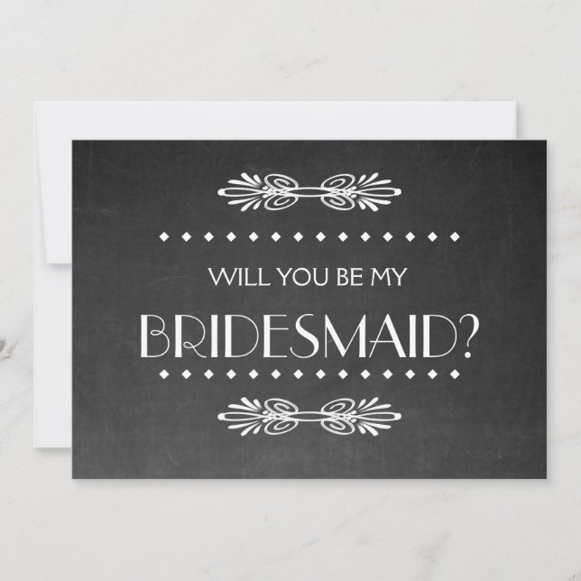 Invitation Black ChalkBoard Serez-vous mon Bridesmaid Invitat (Devant)