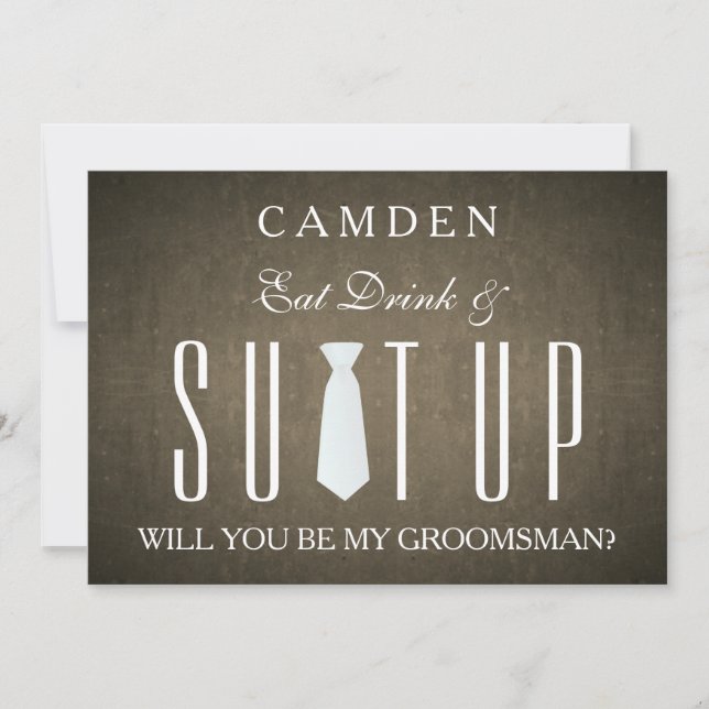 Invitation Black Chalkboard Suitup Serez-vous mon groom (Devant)