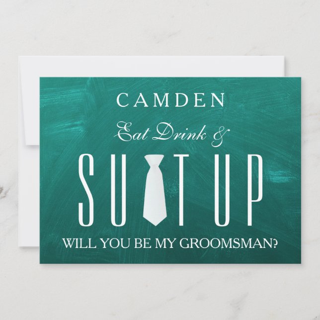 Invitation Black Chalkboard Suitup Serez-vous mon groom I (Devant)