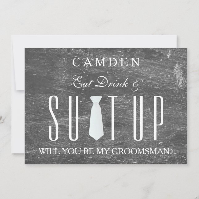 Invitation Black Chalkboard Suitup Serez-vous mon groom I (Devant)