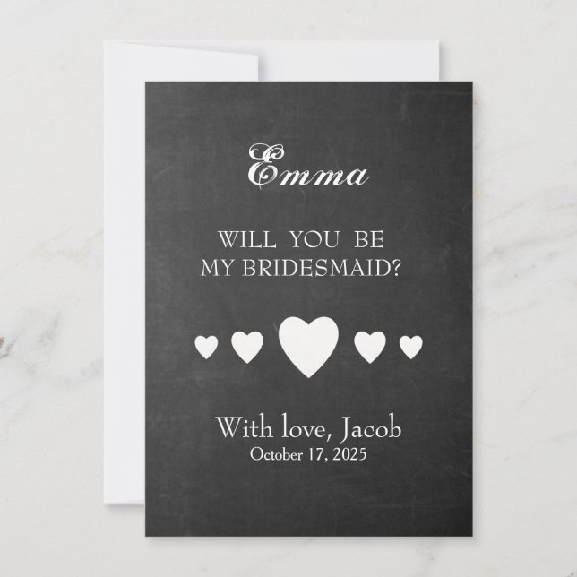 Invitation Black Chalkboard Tu Seras Mon Bridesmaid Invitat (Devant)