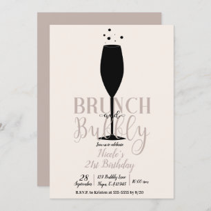 Invitation Black Champagne Glass Brunch & Bubbly Anniversaire