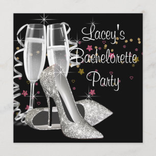 Invitation Black Champagne High Heures Bachelorette Party
