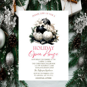 Invitation Black Christmas Balls Holiday