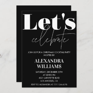 Invitation Black Christmas Cocktail Party Fêtons Noël