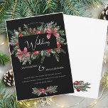Invitation Black Christmas Wreath Red Winter Festive Mariage<br><div class="desc">Black Christmas Wreath Red Green Winter Festive Faire-part de mariage - Élégant feuillage dans Rustic À feuillage persistant Hues. Découvrez l'enchantement de la saison avec notre faire-part de mariage de Noël moderne, orné de couleurs riches et festives de rouge et de vert. Cette élégante invitation présente des notes feuillues délicates...</div>