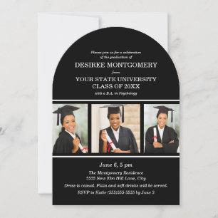 Invitation Black College University 3 Photo Arch Graduation