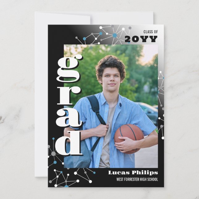 Invitation Black Connections 2 en 1 Diplôme photo (Devant)