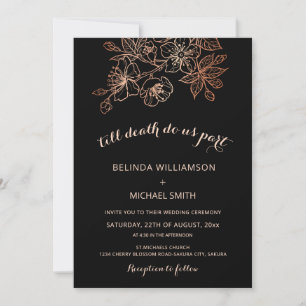 Invitation Black Copper Floral Mariage Gothique