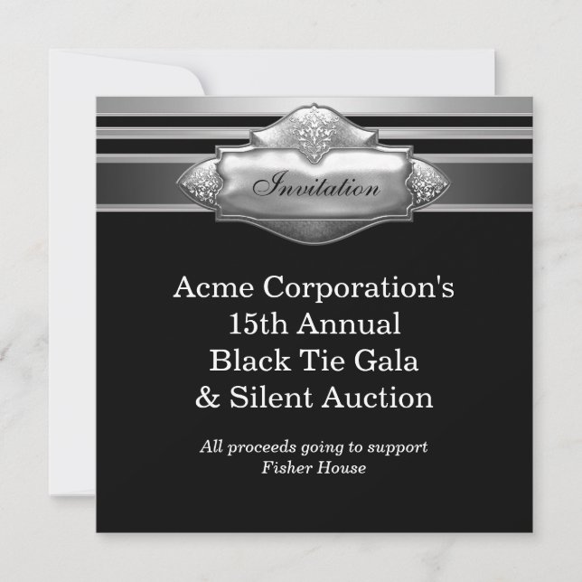 Invitation Black Cravate Corporate Party Fund Raising Event (Devant)