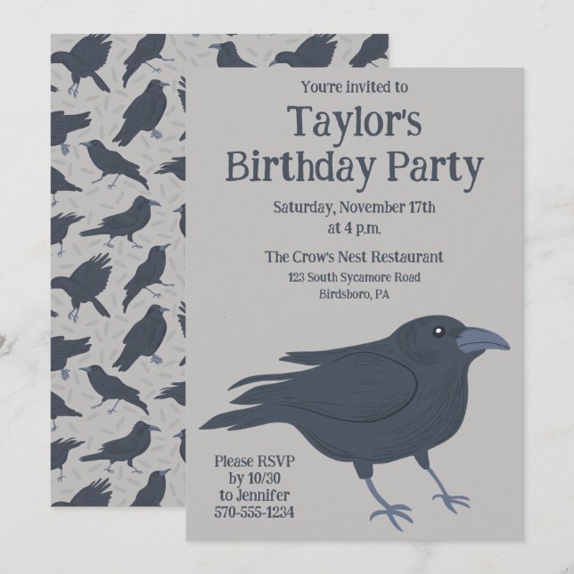 Invitation Black Crow Light Grey (Devant / Derrière)