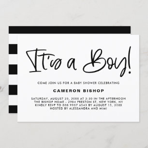 Invitation Black Cute Calligraphy C'est un Baby shower garçon