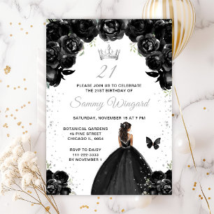 Invitation Black Dark Skin Princess Anniversaire