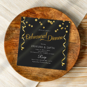 Invitation Black Delicate Élégante Répétition Dîner Invitatio