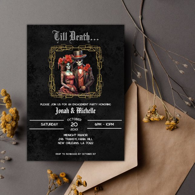 Invitation Black Día De Los Muertos Skuls (Créateur téléchargé)