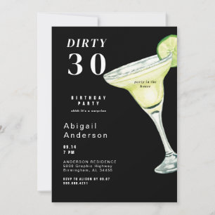 Invitation Black Dirty 30 Margarita Anniversaire
