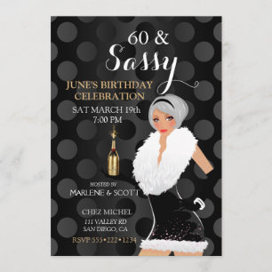 Invitation Black Dots Fête Fête Fille Champagne