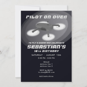Invitation Black Drone Racing RC Aerial Vehicle Anniversaire