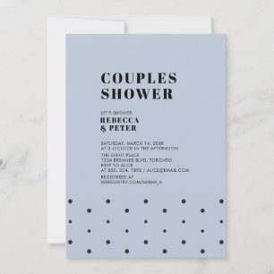 Invitation Black & Dust Blue   Mariage Moderne pour Couples