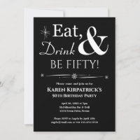 Black Eat Drink Be Fifty 50th Birthday Retro