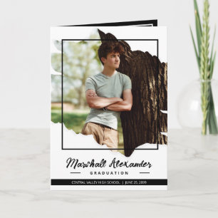 Invitation Black Edgy Abstrait Torn Photo Graduation