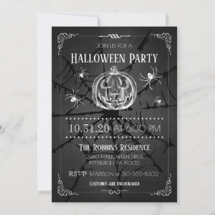 Invitation Black Éffrayant Citrouilles Spider Web Halloween P