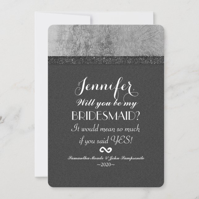 Invitation Black Elegant Chic Faux Foil & Parties scintillant (Devant)